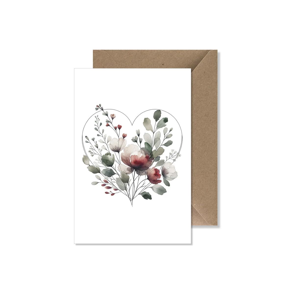 MAG - Carte A6"Coeur Rouge Aquarelle" - Seven Paper
