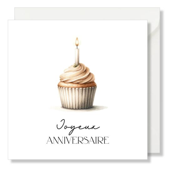 MAG - Carte Carrée "Joyeux anniversaire" cupcake - Seven Paper